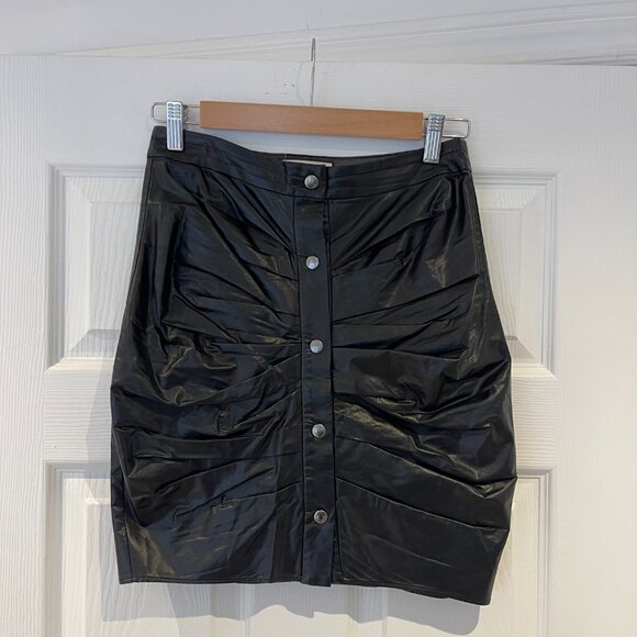 Isabel Marant Etoile Vintage Black Leather Skirt - Picture 1 of 5